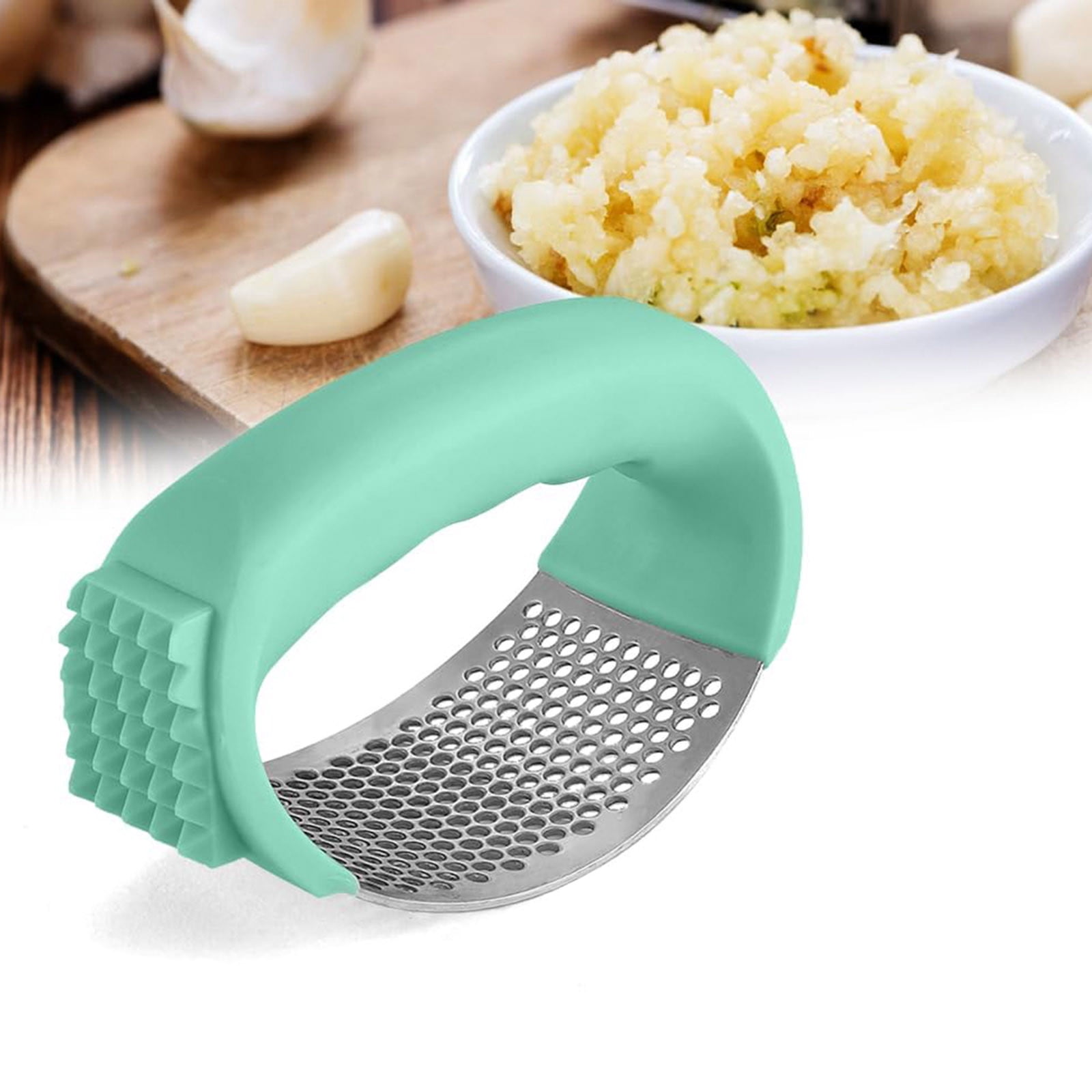 Tuphregyow 2024 Upgraded Stainless Steel Garlic Presser with Rocker and Peeler - Easy-to-Use Kitchen Tool for Mincing and Crushing Garlic, Dishwasher Safe Green