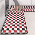 thumbnail image 2 of Kitchen Rugs Sets Of 2,Red Black White Checkered Pattern Anti Fatigue Kitchen Mat Rugs Non Slip Washable,Decorative Kitchen Floor Mats for Kitchen,Sink,Laundry,17"x47"+17"x47", 2 of 5