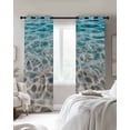 thumbnail image 3 of Ocean Water Ripple Blackout Curtains, Light Blocking Print Window Curtains, Summer Seaside Underwater Scene Thermal Insulated Window Drapes for Living Room Kitchen Cafe 2 Panels, 55"W x 39"L, 3 of 9