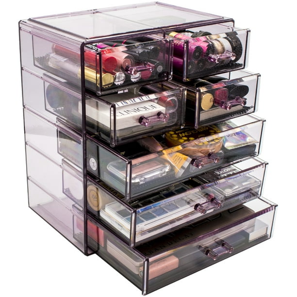 Sorbus Cosmetics Makeup And Jewelry Big Storage Case Display Stylish Vanity Bathroom 3 Large 4 Small Drawers Purple Com Sorbus Cosmetics Makeup And Jewelry Big, Big Vanity Jewelry Box