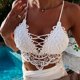 thumbnail image 2 of Top corto tipo bralette de encaje para mujer - Ribete festoneado, tirantes ajustables, poliéster, informal/fiesta - Talla única, 2 of 8