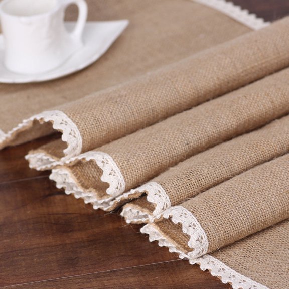 FELTECHELECTR Natural Jute Table Runner, Rectangular Khaki 11.8x108in, Rustic Wedding Decor and Home Dining