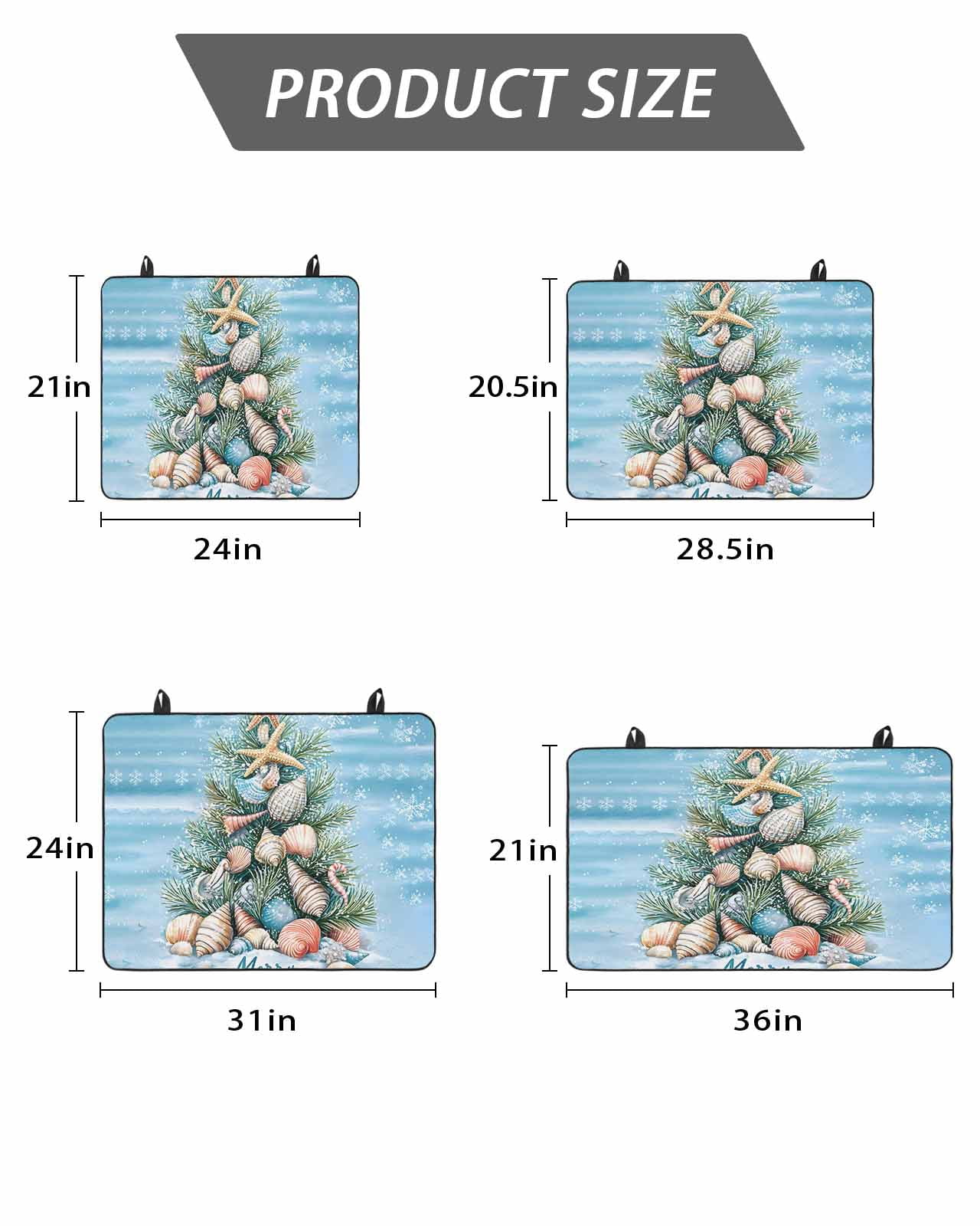 Stove Top Covers for Electric Stove, Blue Coastal Christmas Glass Stovetop Cover Protector, Nautical Summer Beach Shell Conch Induction Cooktop Protector Oven Mat for Kitchen Countertop 24"x21"