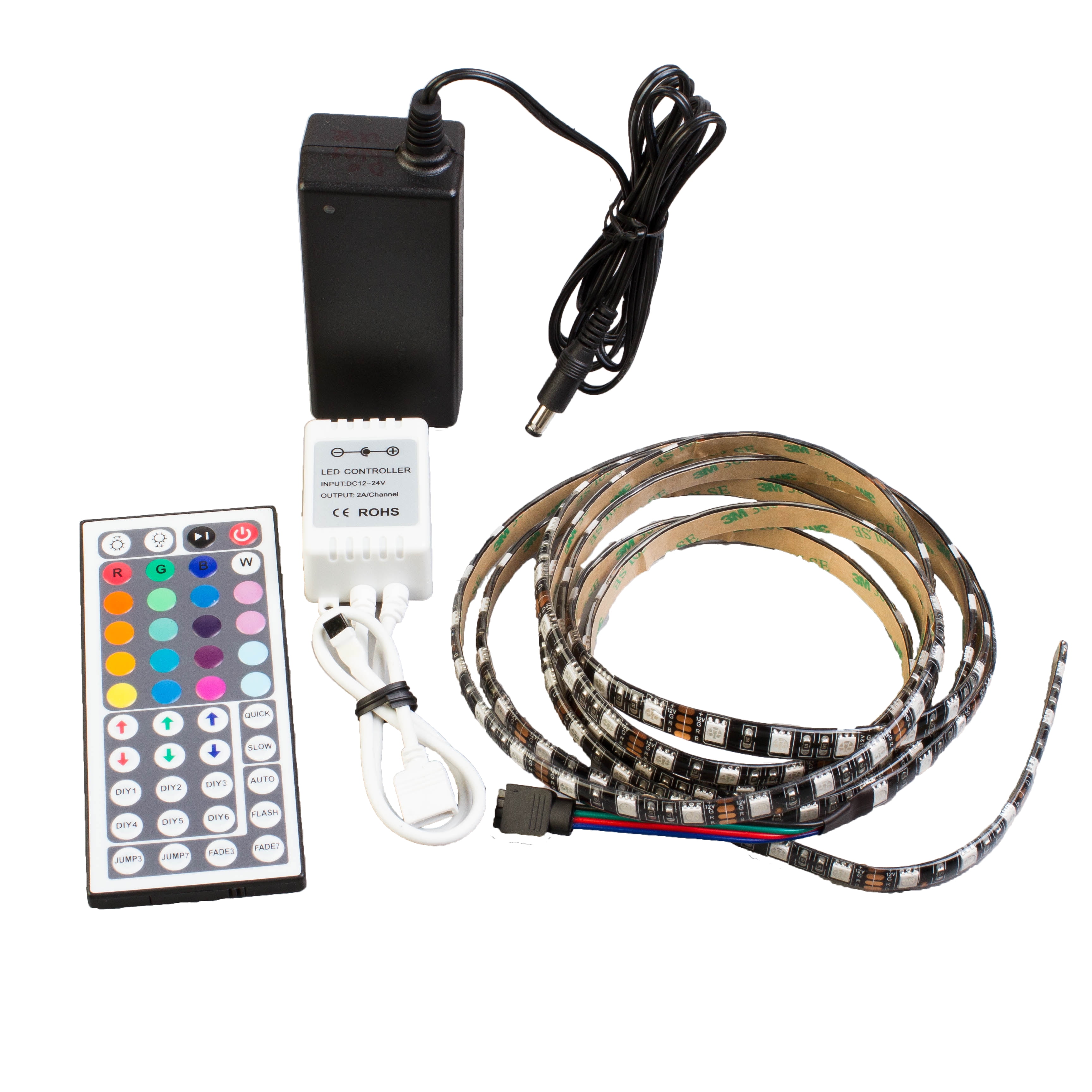 16ft RGB Color-change LED light strip + controller + power supply
