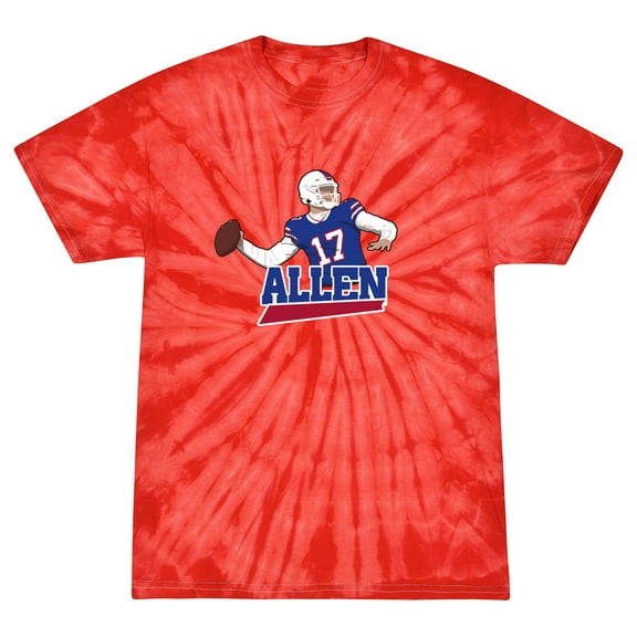 TIE-DYE Red Bills Josh Allen Logo Pic T-shirt