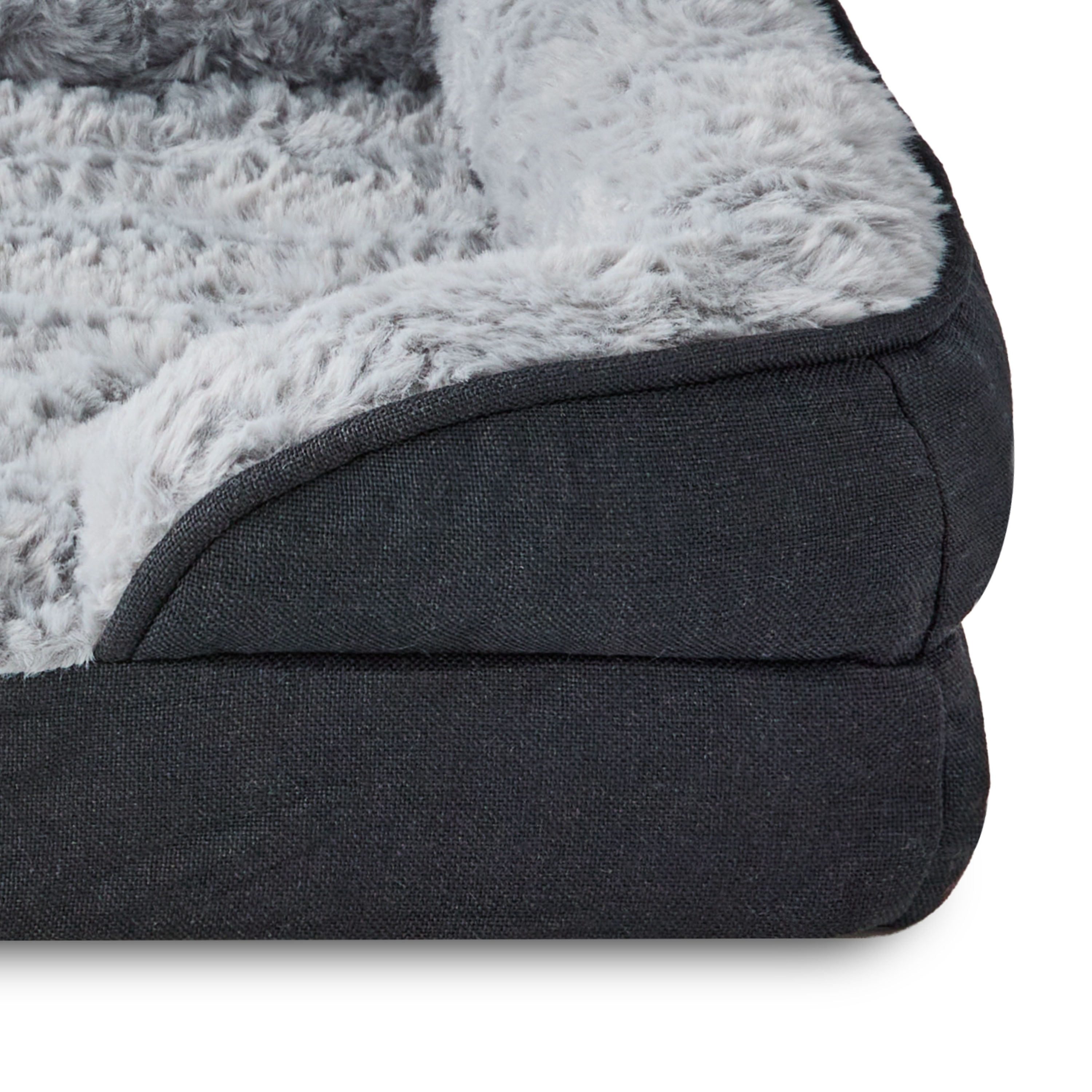 Vibrant Life Small Orthopedic Bolster Dog Bed, Black, 23" x 28"