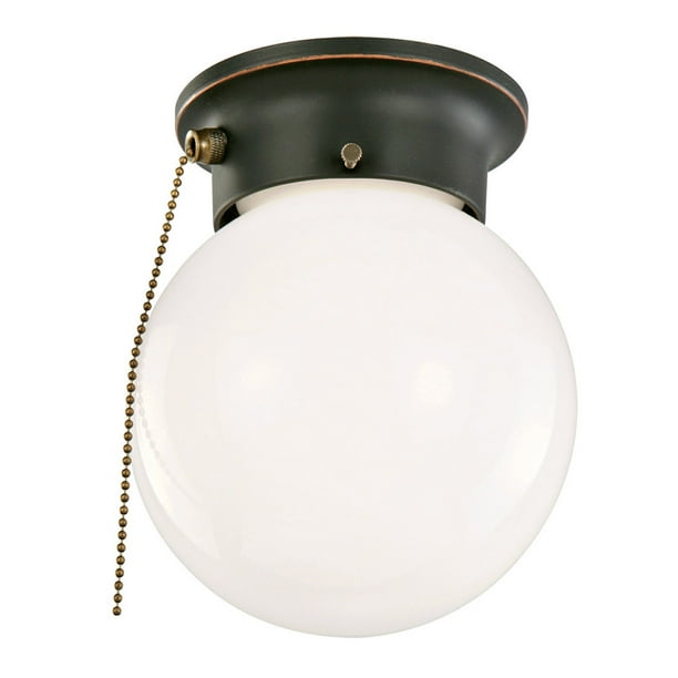Design House 1 Light Oil Rubbed Bronze Ceiling With Opal Glass And Pull Chain Com Light Oil Rubbed Bronze Ceiling, Pendant Light Fixture With Pull Chain