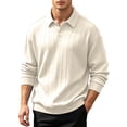 thumbnail image 6 of Fengqque Mens Polo Shirt Short Sleeve Textured Jacquard Open Collar Summer Casual Beach Stretchy Golf Shirts Beige XXL, 6 of 9