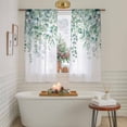 thumbnail image 6 of Sheer Curtain 63 Inch Length 2 Panels Light Filtering Window Curtain Sage Green Eucalyptus Sheer Voile Curtains Rod Pocket Window Treatment for Kitchen Living Room Rustic Watercolor Leaves Floral, 6 of 9