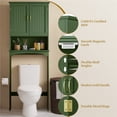 thumbnail image 4 of Yaheetech Over-the-Toilet Bathroom Cabinet with Adjustable Shelf and Double Doors, Green, 4 of 7