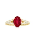 thumbnail image 4 of Rosec Jewels Lab Created Ruby Solitaire Ring with Diamond Accent, Oval Cut Created Ruby Ring for Women, 10K Yellow Gold, US 7.50, 4 of 8
