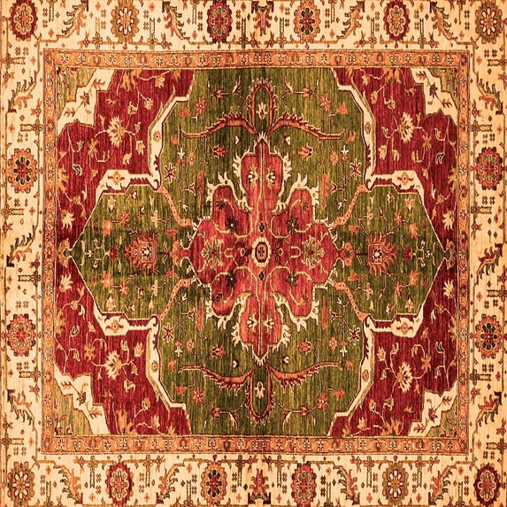 Ahgly Company Indoor Square Abstract Orange Modern Area Rugs, 5' Square