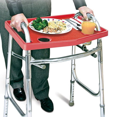 North American Health+Wellness JB7591RED Walker Tray with Non-Slip Grip Mat - Red
