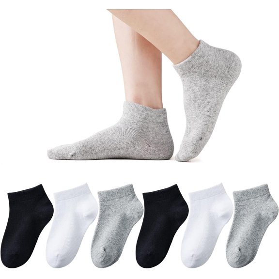 Kids Ankle Socks Girls Seamless Low Cut No Show Socks Cotton Thin Athletic Socks for Boys 6 Pack