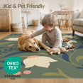 thumbnail image 3 of ODIKA 8'x10' Green Muted Elegance with Floral Accents Washable Area Rug Vintage Inspired Botanical Design, Perfect for Any for Dining Room, Large Office, Lounge, Non-Slip Chair-Friendly Mat, 3 of 6