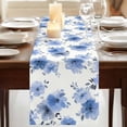 thumbnail image 3 of Blue Spring Floral Table Runner, Elegant Flowers Summer Botanical Washable Cotton Linen Table Runners 70 Inches Long, Dresser Scarf Runner for Dining/Kitchen/Coffee/TV Stands/Cabinets 13''x70'', 3 of 9
