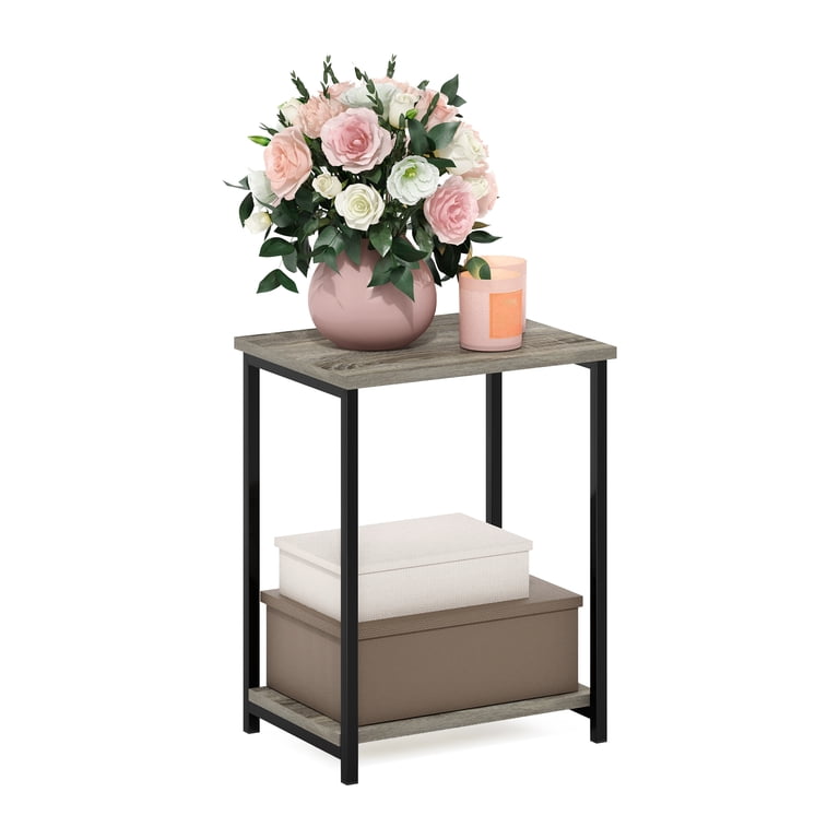 Furinno Simplistic Industrial End Table, French Oak photo 2