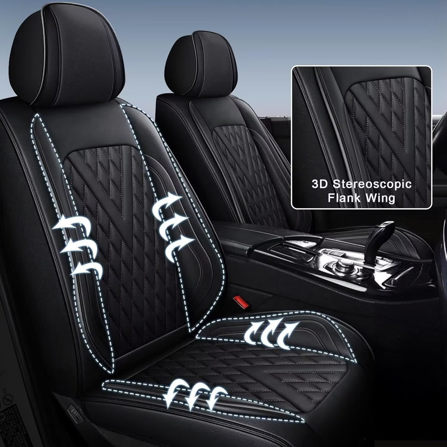 DIKSOAKR Full Set Seat Covers Fit for Honda HR-V 2016-2024 2025 Faux Leather Car Seat Covers Waterproof Anti-Slip Automotive Seat Cushion(BLACK)-2 Rows 5 Seats