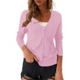thumbnail image 2 of Baberdicy Cardigan for Women Women's V Neck Cardigan Sweater Plus Jacket Solid Color Knitted Sweater Cardigan Sweaters for Women Pink M, 2 of 4