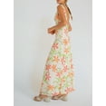 thumbnail image 6 of Women Long Dress, Sleeveless Crew Neck Backless Flower Print  Dress Summer Cocktail Dress, 6 of 9
