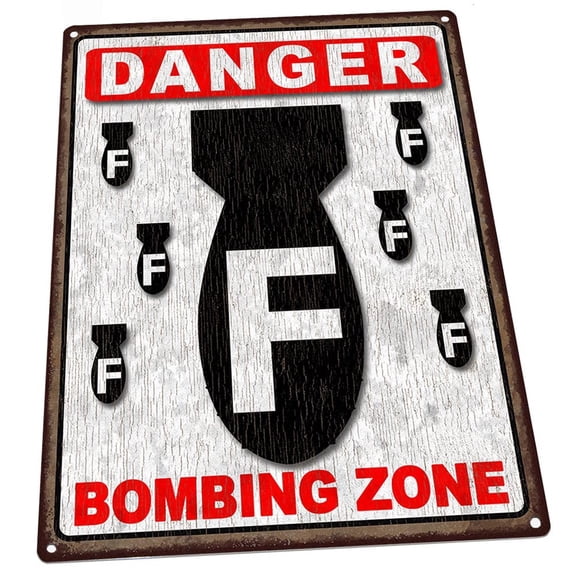 Danger F-Bombing Zone 9"x12" Metal Sign, Wall Decor for Kitchen and Dinning Room