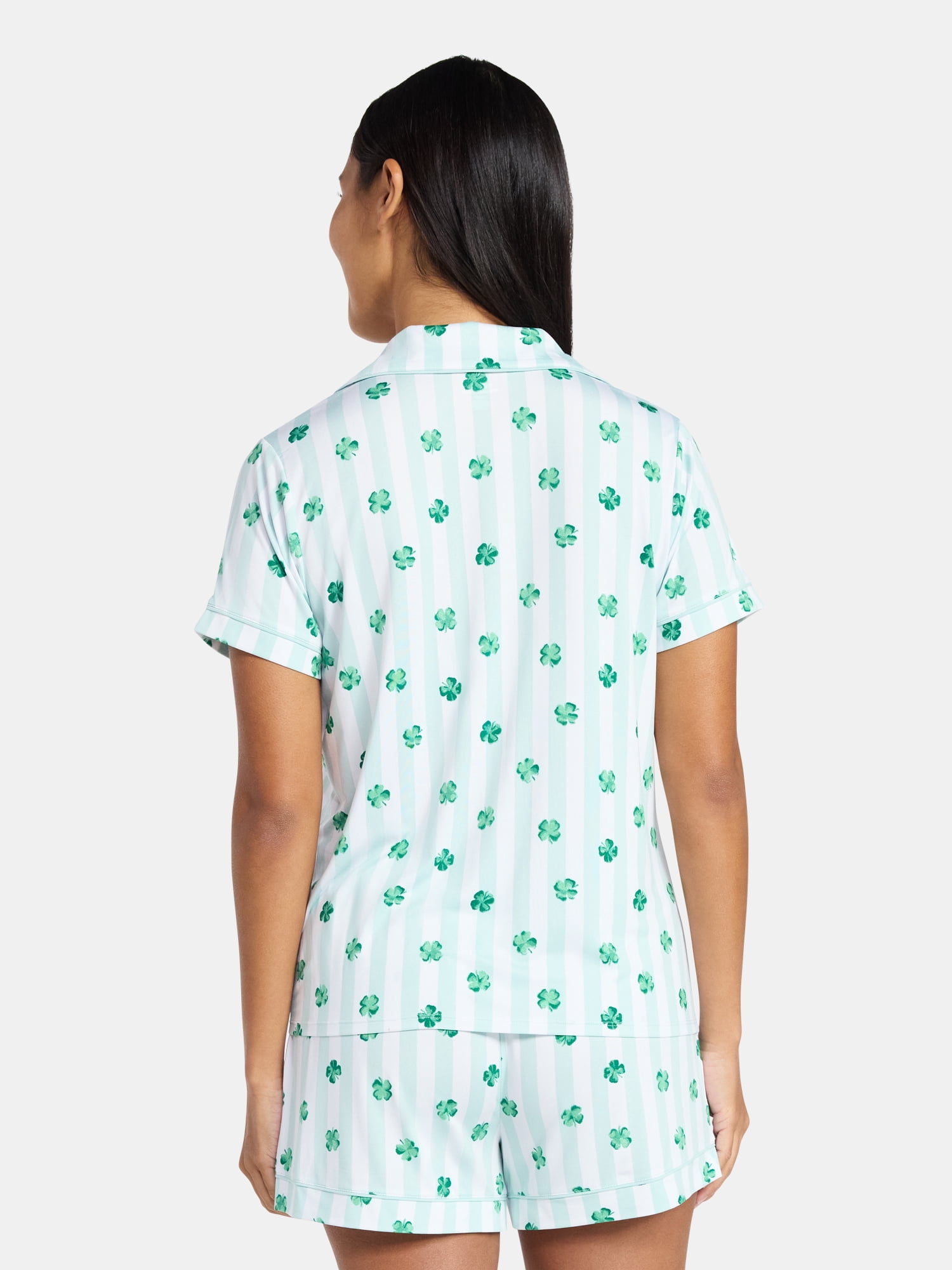 St. Patrick's Day Women's and Women's Plus Notch Collar Top and Shorts Pajama Set from Way to Celebrate, 2-Piece, Sizes XS-3X