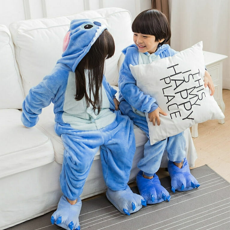 Kids Blue Pink Stitch Pyjamas Kigurumi Anime Animal Suit Children