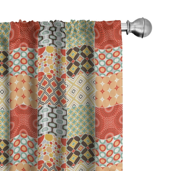 Ambesonne Colorful Curtains, Vintage Abstract Shape, Pair of 28"x95", Multicolor