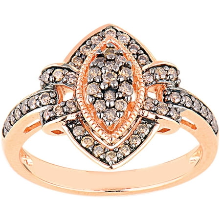 1/2 Carat T.W. Champagne Diamond 10kt Rose Gold Marquise Silhouette Fashion Ring