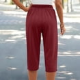thumbnail image 4 of Yievot Womens Capri Pants Elastic High Waisted Sport Workout Yoga Pants Drawstring Casual Cropped Joggers Summer Lounge Pants with Pockets, 4 of 5