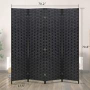 4-Panel Room Dividers and Folding Privacy Screens Partition Walls Wooden Screen Portable Freestanding Privacy Wall for Home Office, Black