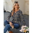 thumbnail image 6 of Zeagoo Women Blouses Casual Long Sleeve Spring Fall Tops Henley V Neck Floral Boho Shirts Dressy Summer Clothes, 6 of 6