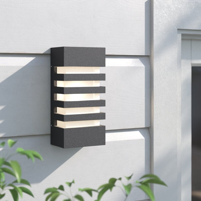 C Cattleya 9.75in. Integrated LED Black Outdoor Wall Light with Die-Cast Aluminum - Matte Black