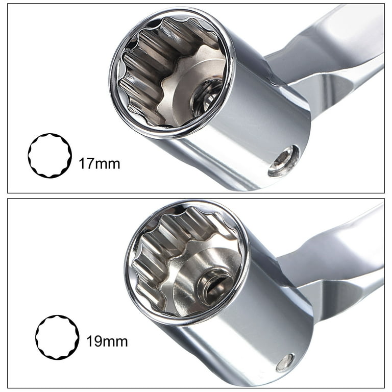 Uxcell 12 Point Flexible Head Socket Wrench, 17mm x 19mm