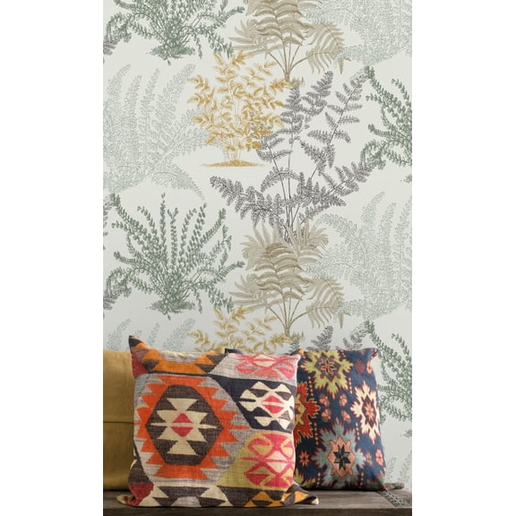 White Fern Botanical Leaves Wallpaper R8386
