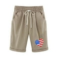 thumbnail image 4 of LEBONYARD Womens Summer Shorts Clearance under $10,Women's Shorts in Popular Designs,Women's Shorts and Linen Fashionable Printing Elastic Waist 5-inch Pants Drawstring 5-inch Shorts Khaki M, 4 of 4