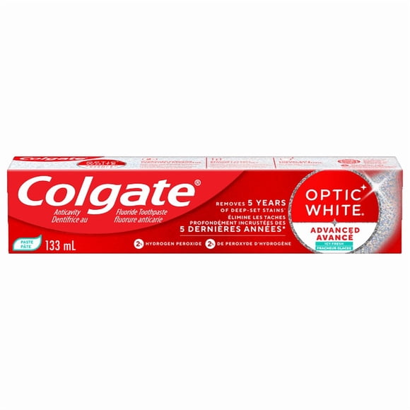 Colgate Optic White Advanced Icy Fresh Toothpaste with Fluoride, 24 pack, 133 ml