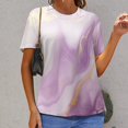 thumbnail image 6 of Marble Blue Greene Purple And Gold Stripes Women's Short Sleeve T-Shirt Crew Neck Casual Summer Trendy Loose Fit Tops, 6 of 6