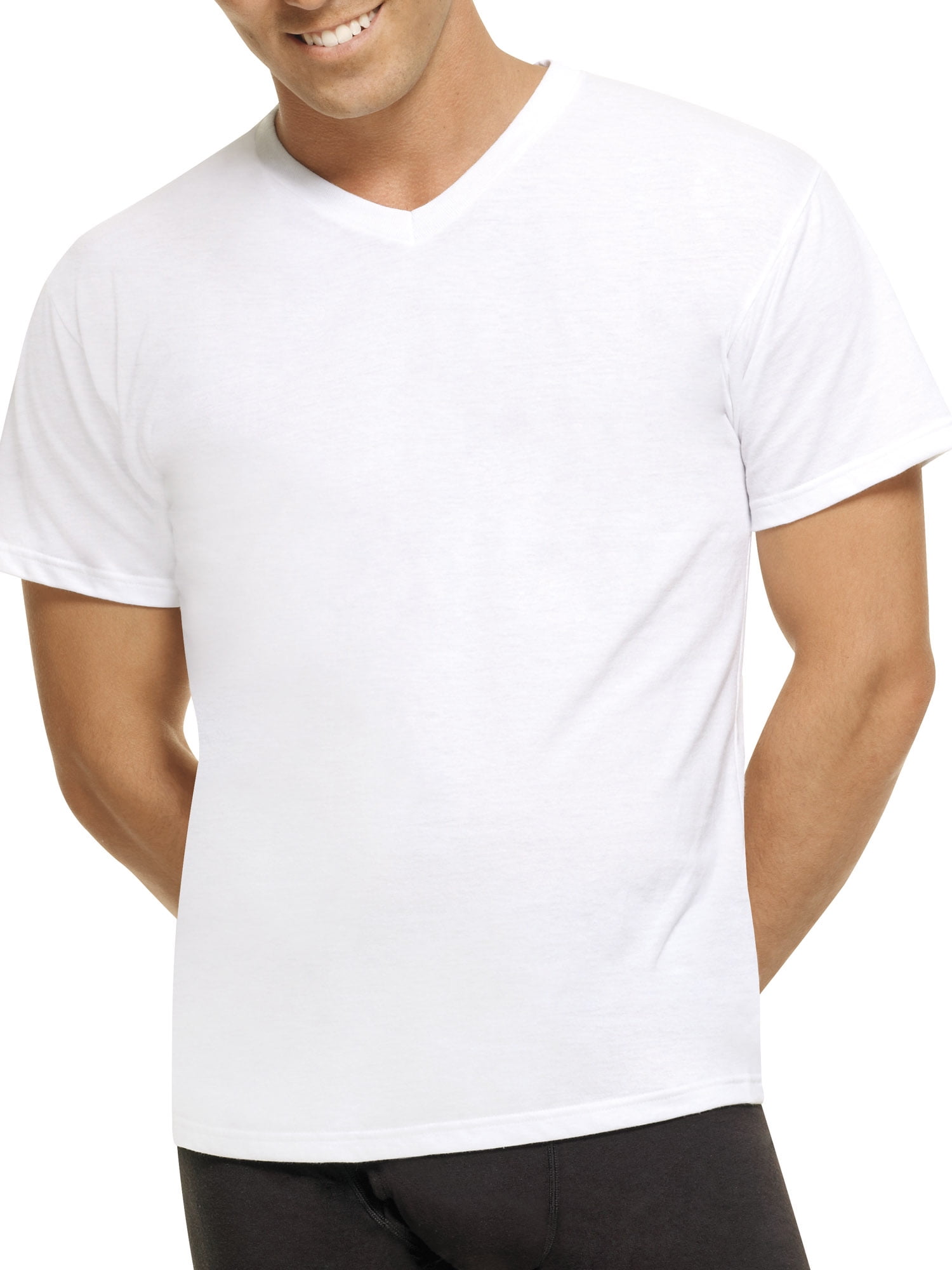 Hanes - Mens ComfortBlend White V-Neck T-Shirts 2XL, 4 Pack - Walmart ...