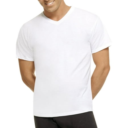 Mens ComfortBlend White V-Neck T-Shirts 2XL, 4