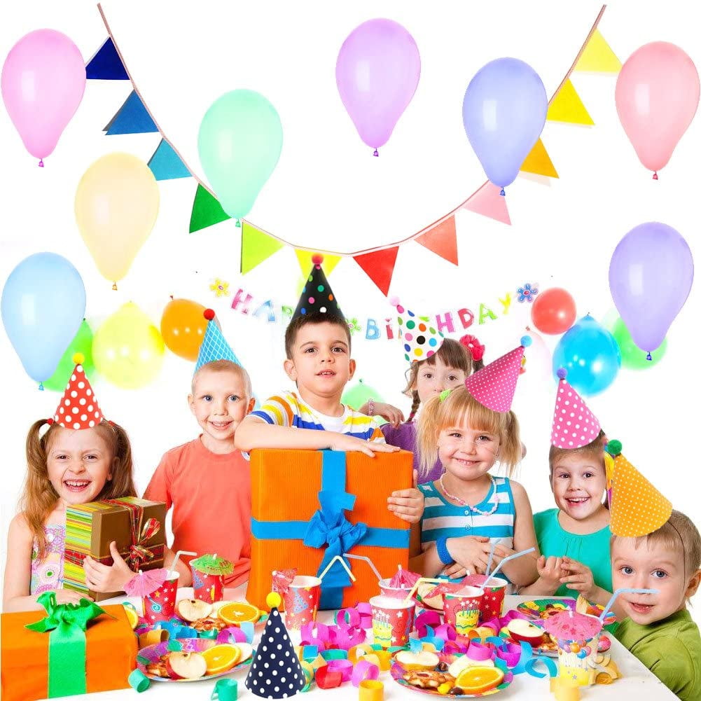 Lot De 6 Chapeaux De Fête D'anniversaire Avec Bougies Flottantes Multicolores - Décoration Festive