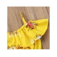 thumbnail image 3 of Summer Toddler Baby Girl Clothes Off Shoulder Ruffle Sling Crop Tops Short Pants 2Pcs Outfits, 3 of 7