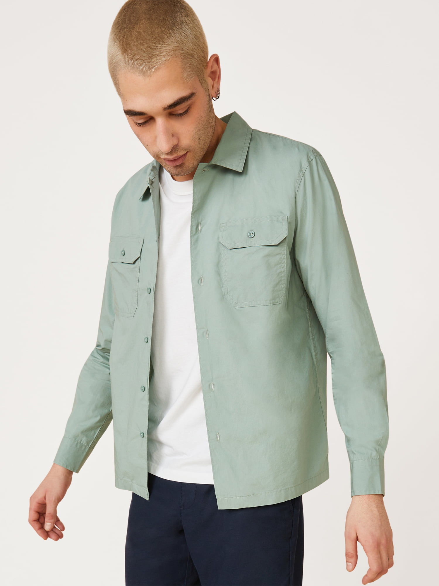 Free Assembly Men's Camp Military Shirt