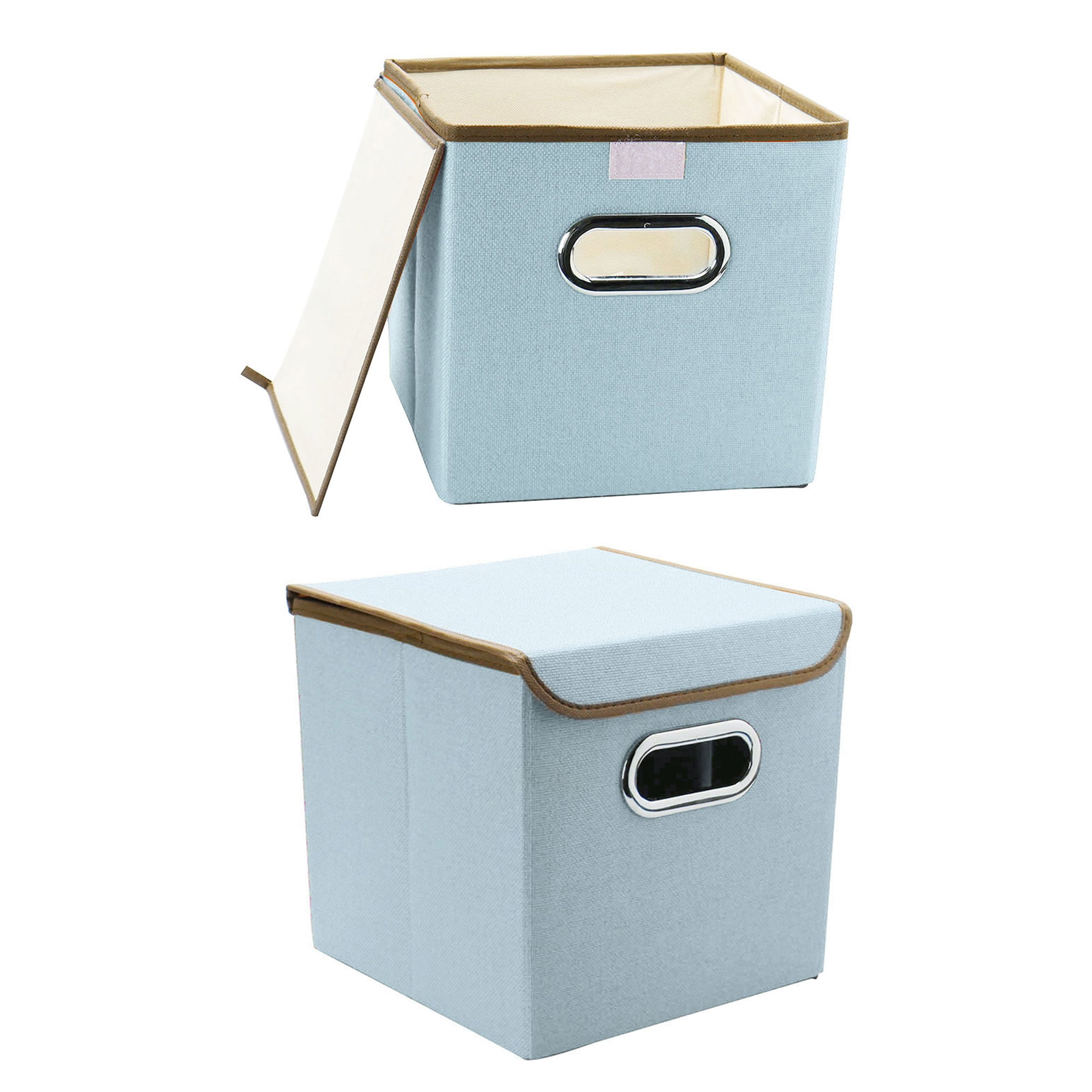 Fabric Storage Cubes Bins Toy Boxes Organizers with Handles Blue 2 ...