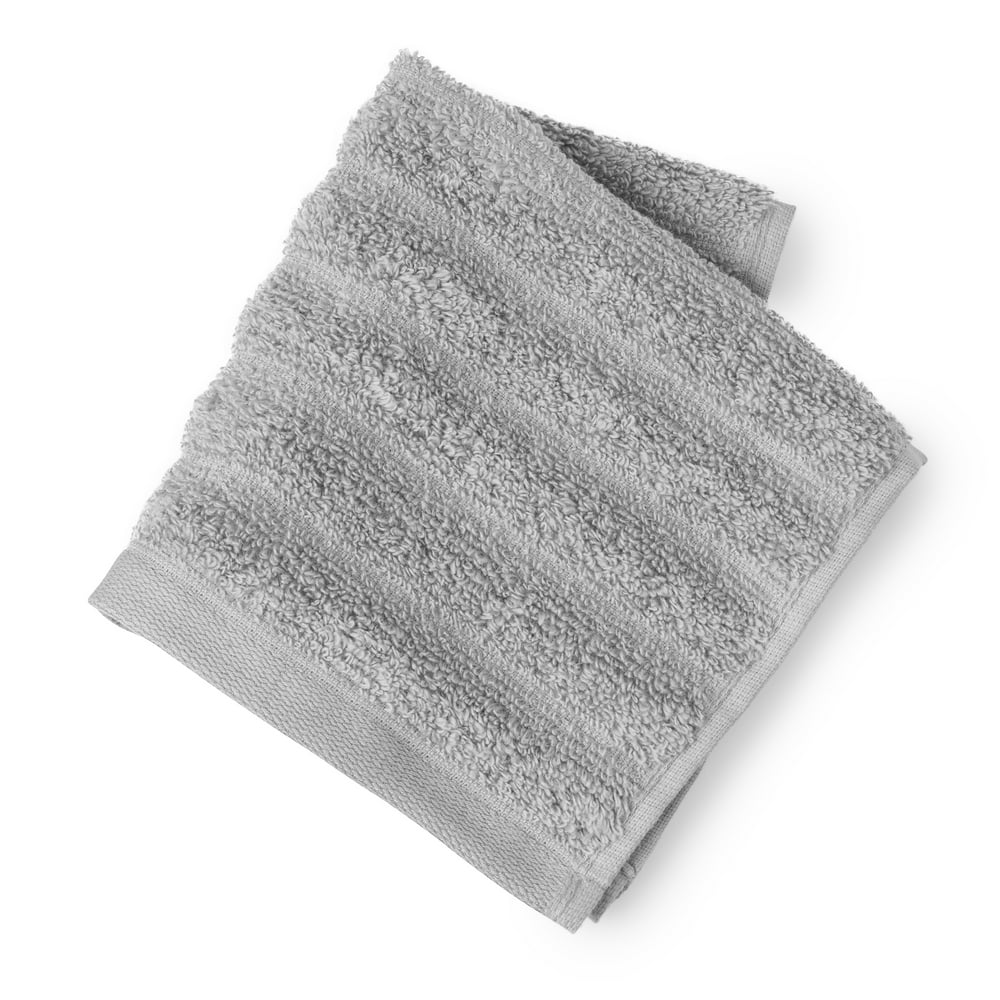Mainstays Performance Textured Washcloth Grey Flannel