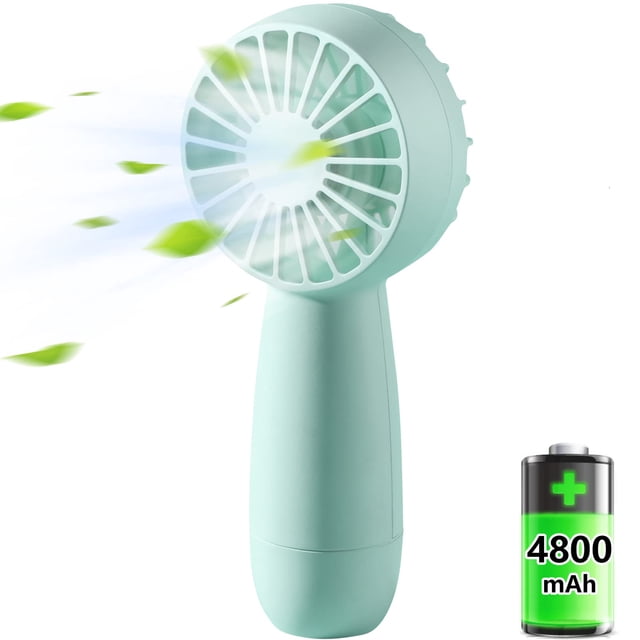 Mini ventiladores portátiles de mano recargables por USB con 3 velocidades (verde)