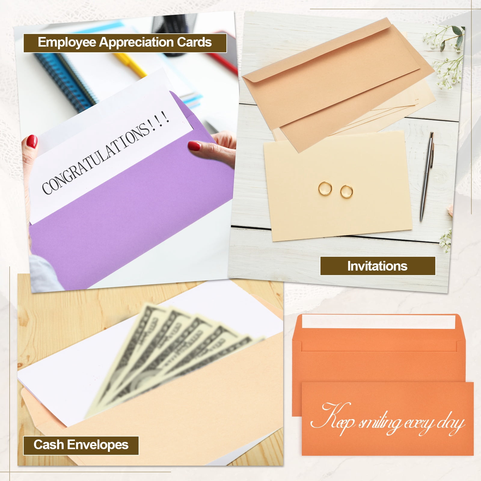 Uxcell 100 Pack Orange #10 Business Envelopes, Colored Self Seal Letter Size