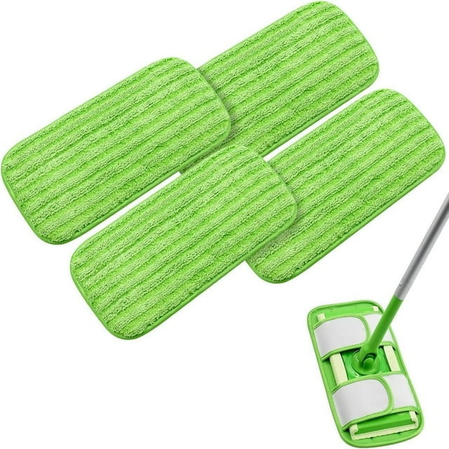 4 Packs Reusable & Washable Mop Pads Compatible with Sweeper Mops- Washable Microfiber Mop Pad Refills - 10-12 Inch Household Cleaning Tools Work Wet and Dry