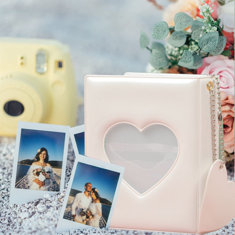 3 Inch Kpop Photocard Holder Book Mini Photo Album Mirror-like Photocard Binder  Small Photo Card Book Love Heart Hollow Photocard ID Holder with Love Heart  Pendant 32 Pockets 