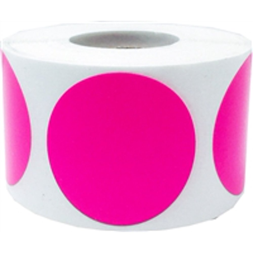 Hot Pink Semi-Gloss Paper Circle Color Coding Label Stickers | 1.5 ...